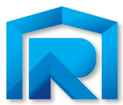 reynolds roofing + construction blue logo mark