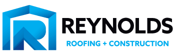 reynolds roofing + construction with blue logo mark